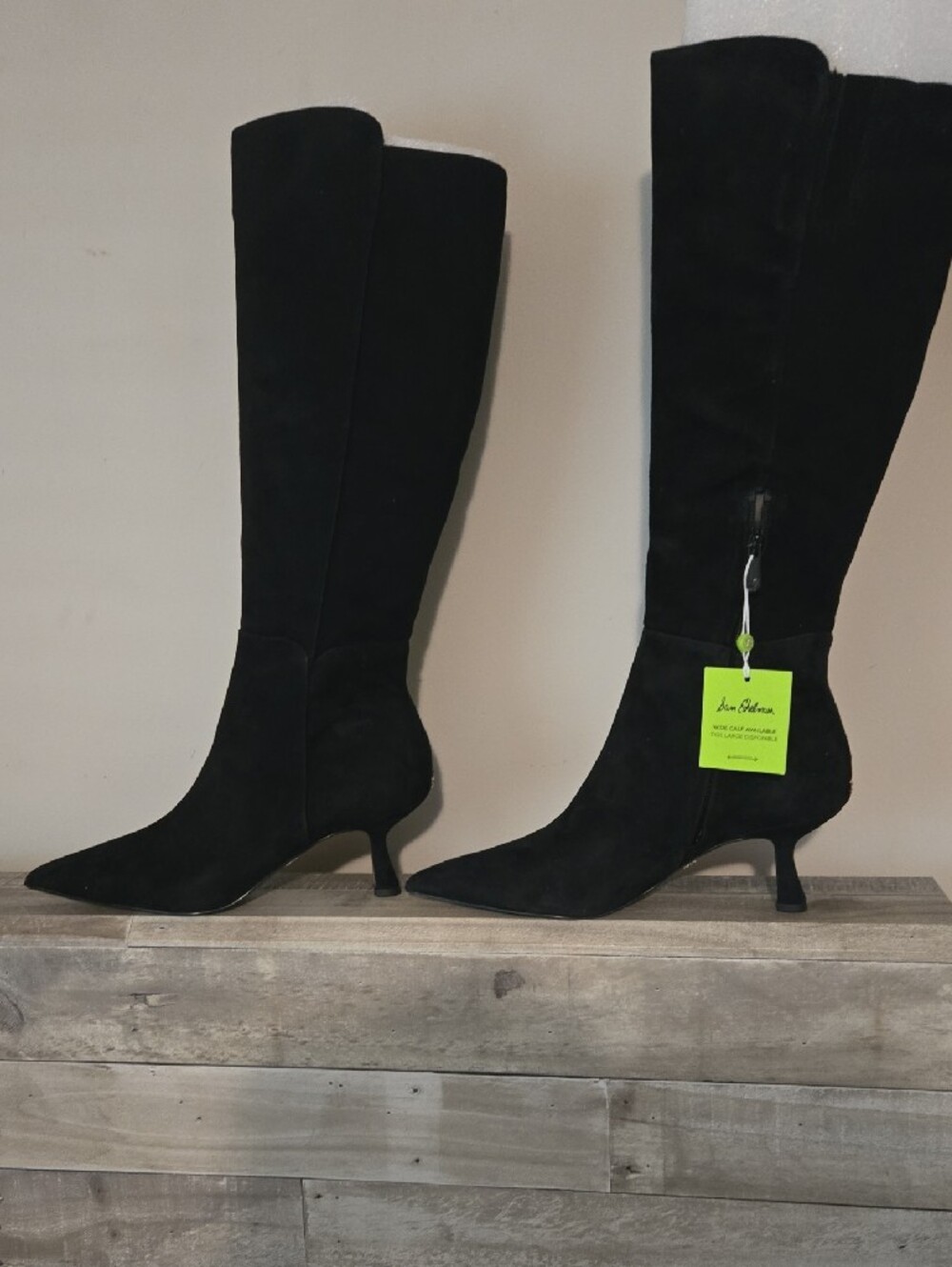 Sam Edelman Black Suede Pointed-Toe Knee High Boot -
